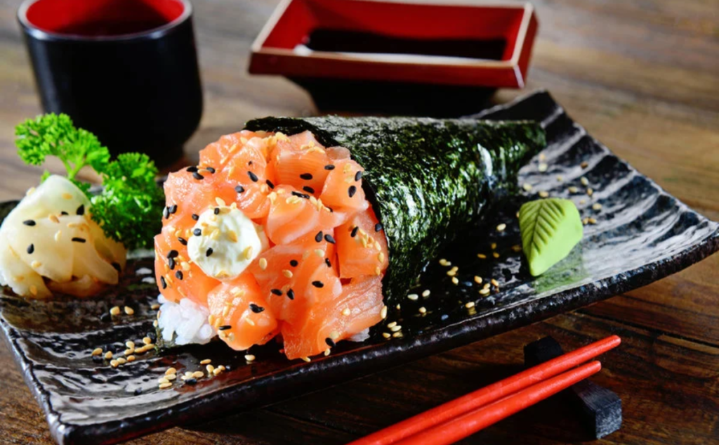 receita temaki salmão gergelim